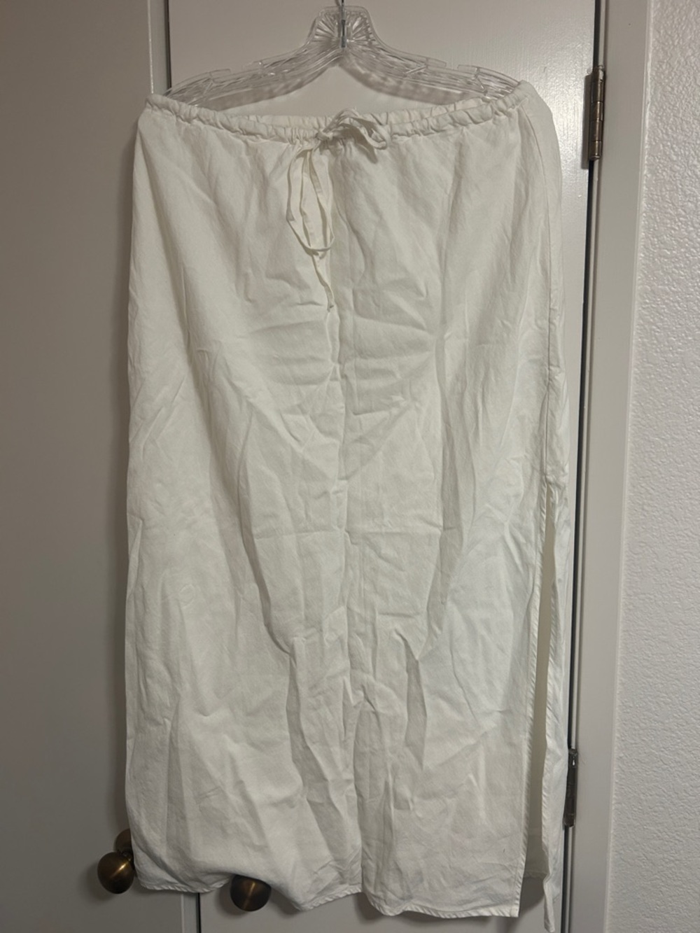 GAP White Drawstring Maxi Skirt cotton linen blend